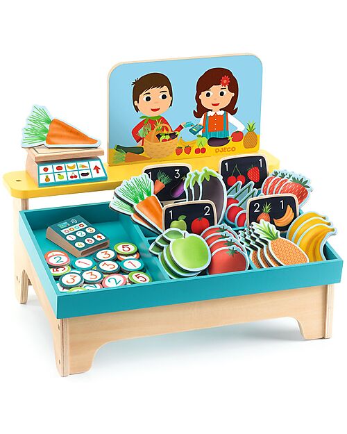 Mercatino in legno con accessori