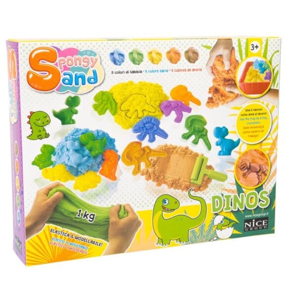 Set Sabbia cinetica Dinosauri con stampini
