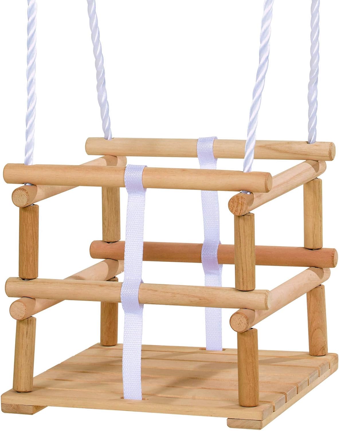 Seggiolino a cestello in legno per altalena