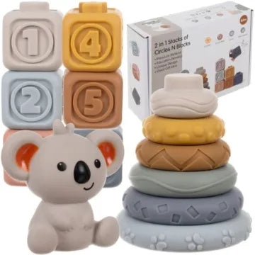 Torre impilabile con cerchi e blocchi 2 in 1