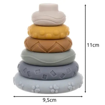 Torre impilabile con cerchi e blocchi 2 in 1