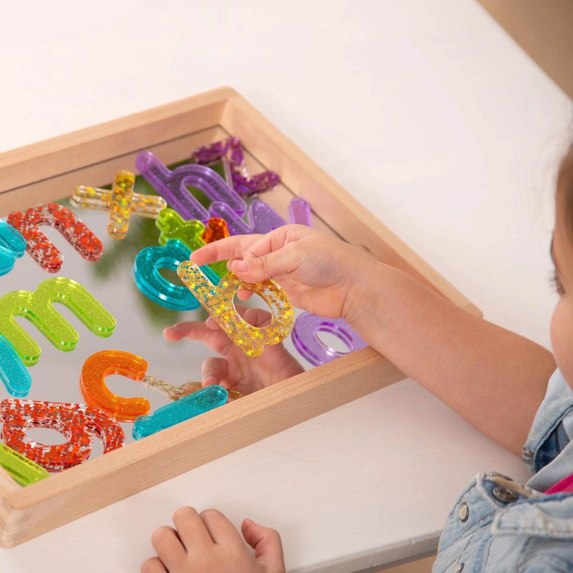 Lettere traslucide glitterate - Stampatello minuscolo