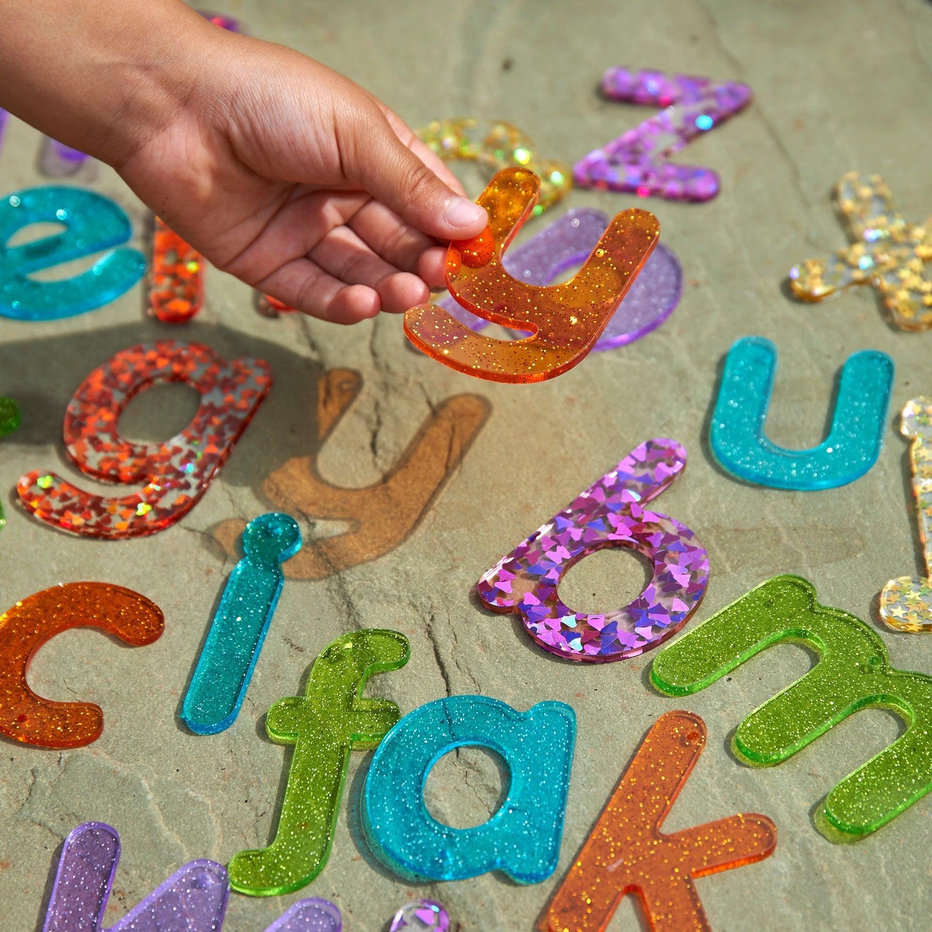Lettere traslucide glitterate - Stampatello minuscolo