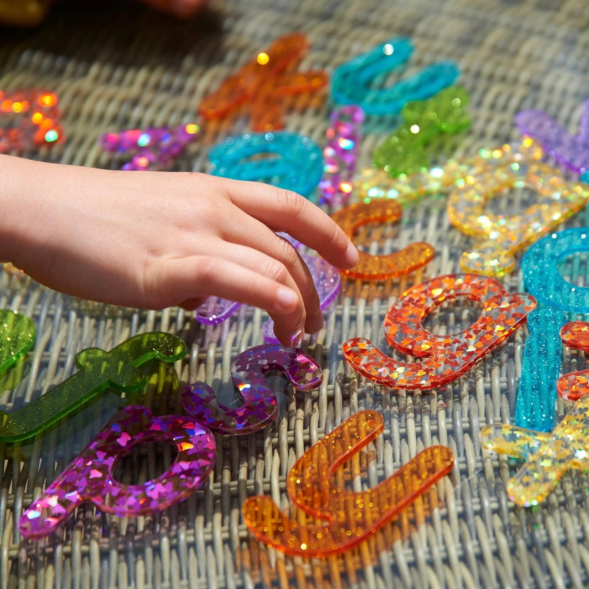 Lettere traslucide glitterate - Stampatello minuscolo
