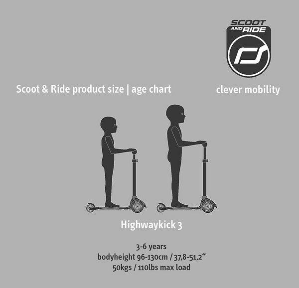 Monopattino 3-6 anni Scoot&Ride Highwaykick 3 con LED