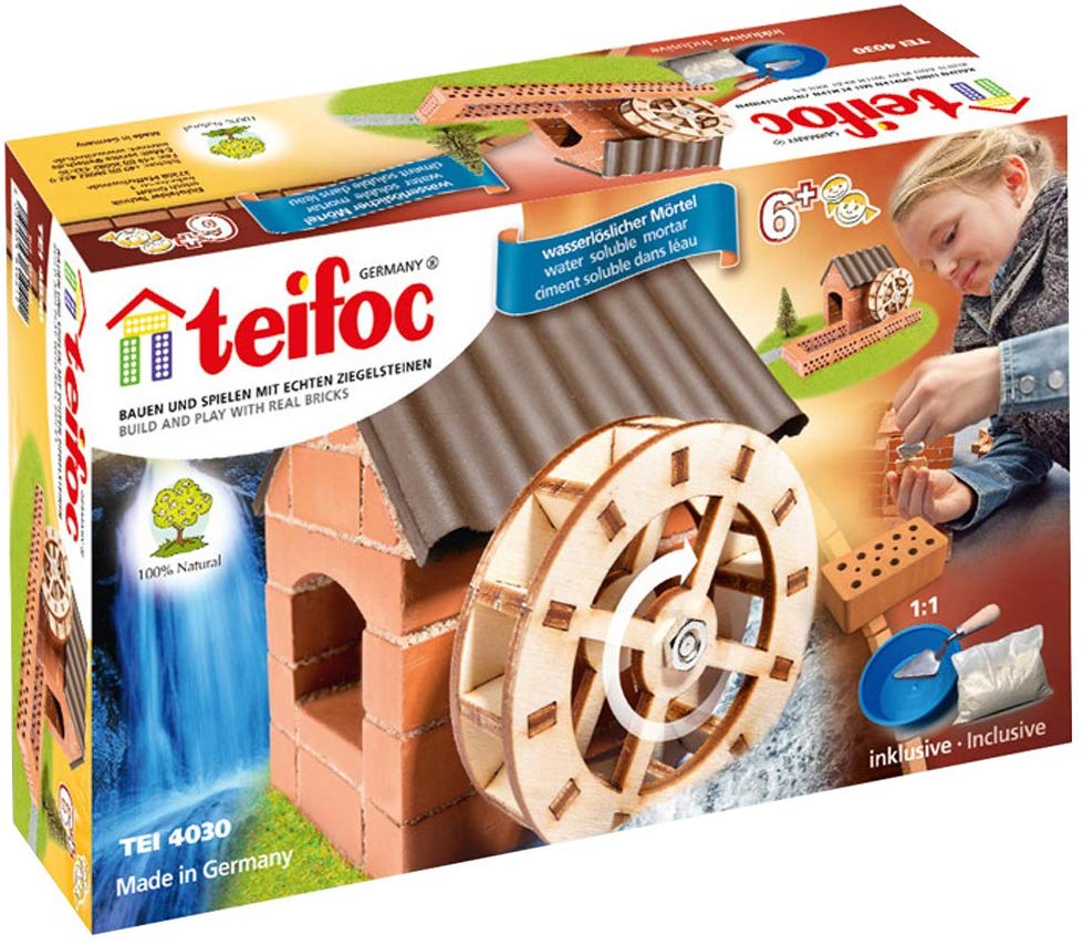Set mattoni veri Mulino ad acqua Teifoc con cemento
