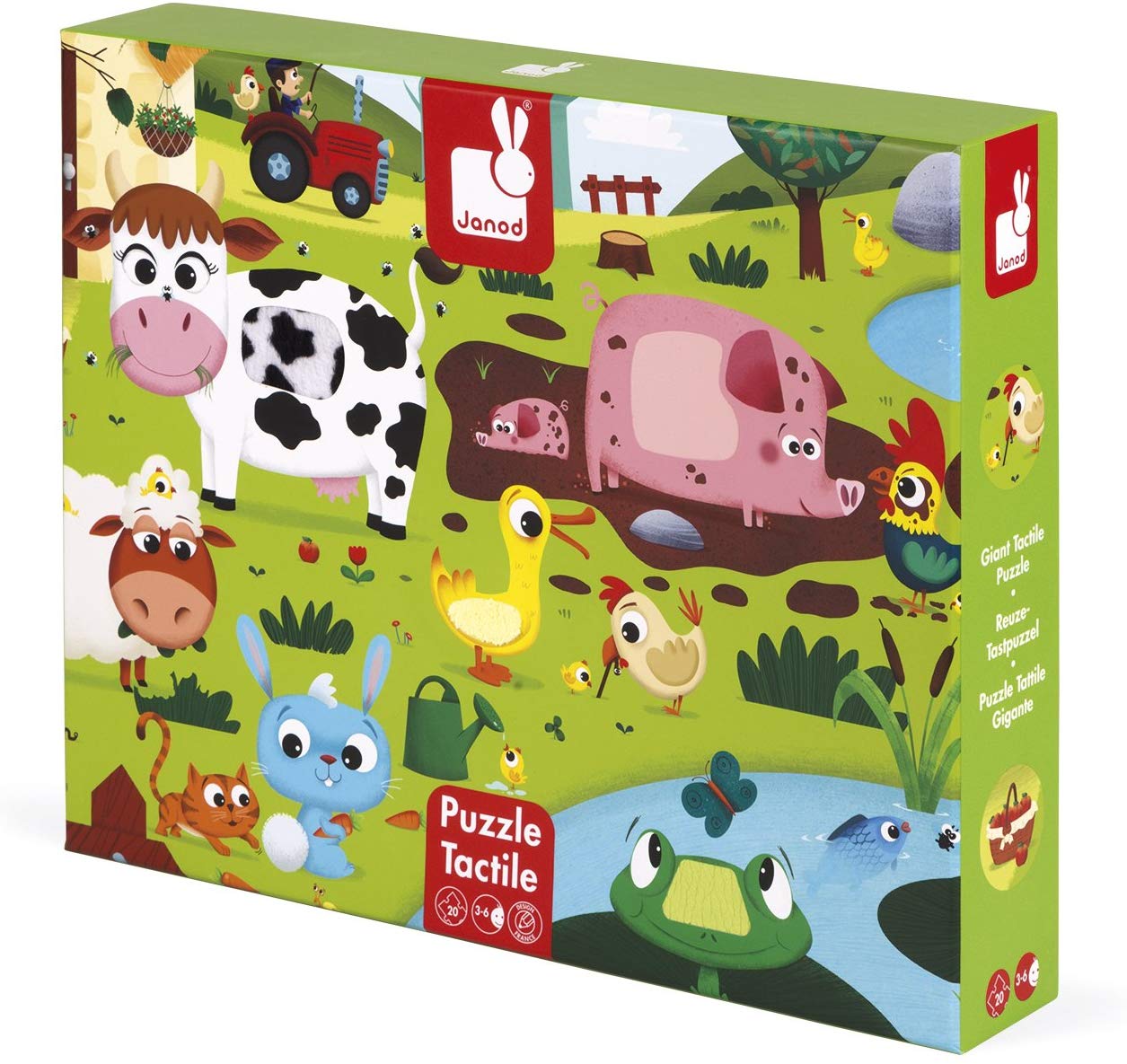 Puzzle tattile 20 pezzi Animali della fattoria Puzzle 2 anni